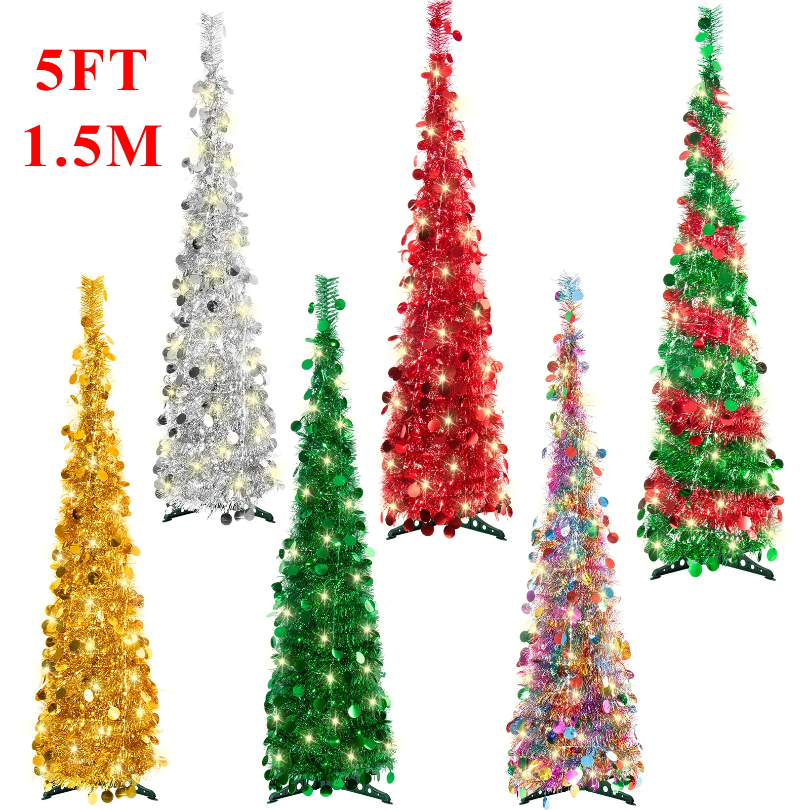 5ft Pre-Lit Tinsel Pencil Tree, Popup Skinny Collapsible Artificial Christmas Trees for Home Decor
5ft Pre-Lit Tinsel Pencil Tree, Popup Skinny Collapsible Artificial Christmas Trees for Home Decor