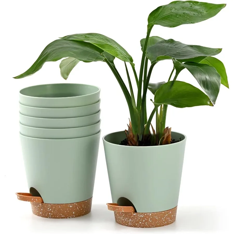 Plant Pots 6 PCS 5 inch Self Watering Planters High Drainage Flowers Pot for Indoor Outdoor Plants with Reservoir Tray and Wate
Plant Pots 6 PCS 5 inch Self Watering Planters High Drainage Flowers Pot for Indoor Outdoor Plants with Reservoir Tray and Wate