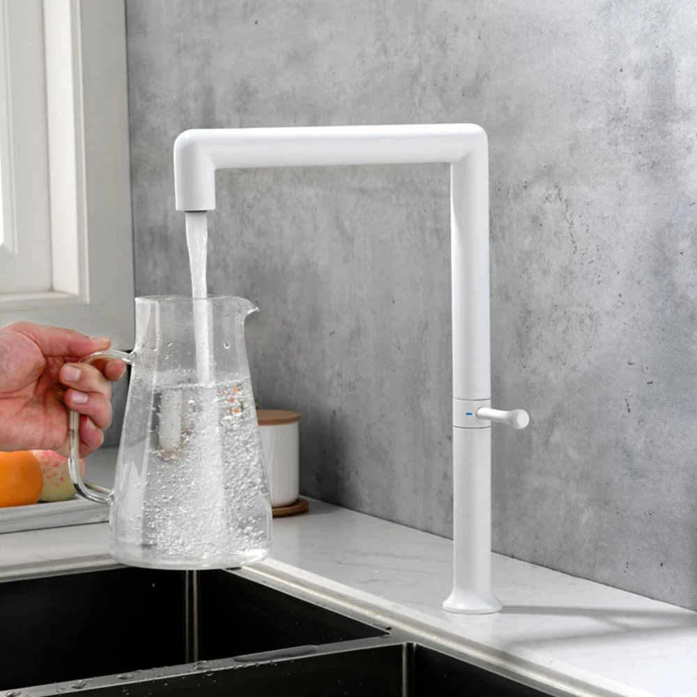 Kitchen Faucet 304 Stainless Steel Body Material White Color Deck Mounted Mixer Water Cold & Hot Water Including Two Hoses
Kitchen Faucet 304 Stainless Steel Body Material White Color Deck Mounted Mixer Water Cold & Hot Water Including Two Hoses