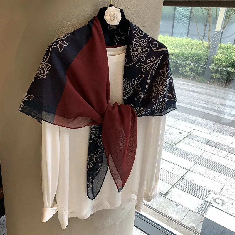 Famous Style Silk Cotton Thin Headscarf French Retro Large Square Scarf Women's Versatile Design Scarf Large Shawl
Famous Style Silk Cotton Thin Headscarf French Retro Large Square Scarf Women's Versatile Design Scarf Large Shawl