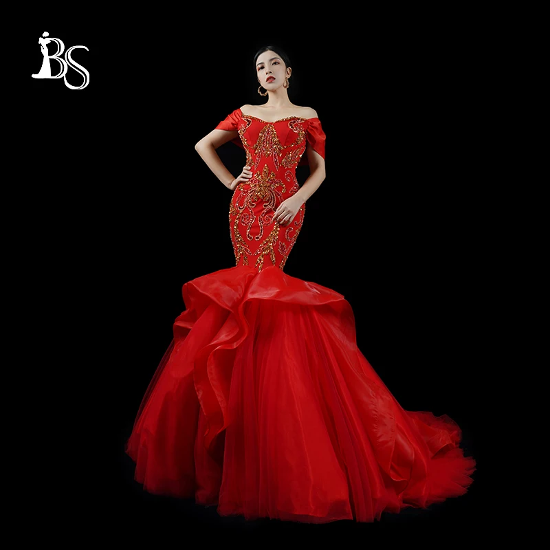 Baisha Luxury Red Evening Dress One Shoulder Golden Beaded Wedding Bride Dresses For Women Prom Formal Occasions H1610
Baisha Luxury Red Evening Dress One Shoulder Golden Beaded Wedding Bride Dresses For Women Prom Formal Occasions H1610