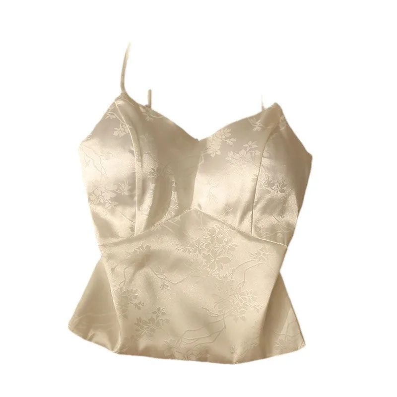 Jacquard satin sling vest women's new Chinese style with chest pad tube top slim bottoming top
Jacquard satin sling vest women's new Chinese style with chest pad tube top slim bottoming top