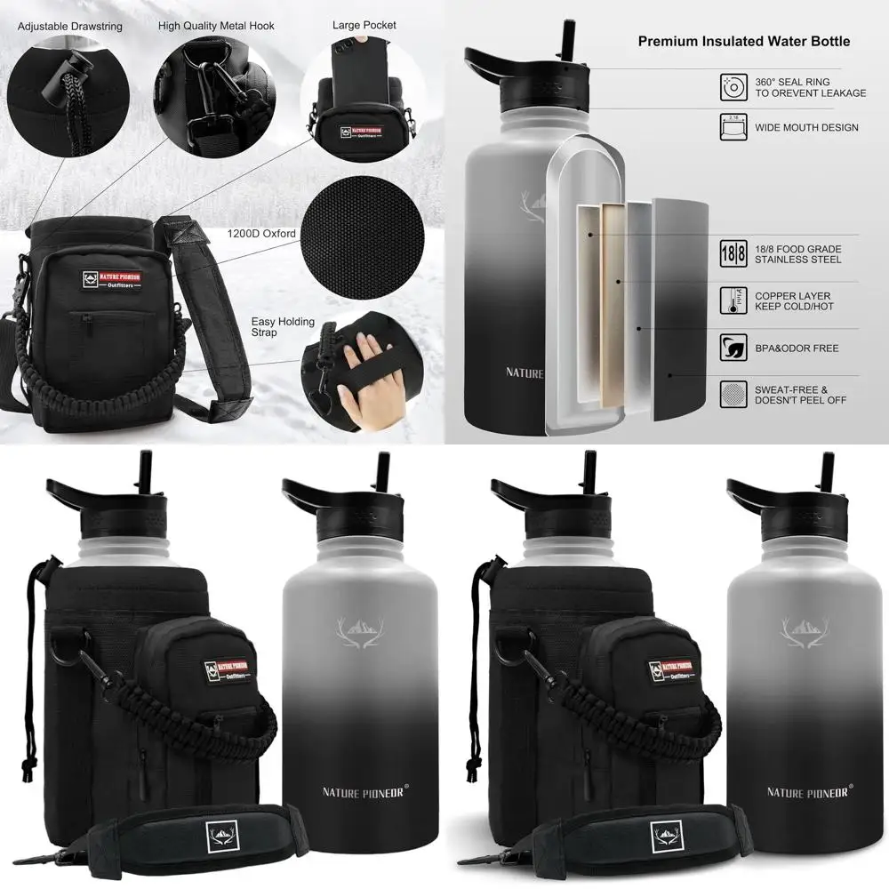 Бутылка для воды из нержавеющей стали с двойными стенками на 64 унции, с соломинкой и футляром для переноски — многоразовый кувшин на половину галлона пищевого качества 18/8
Бутылка для воды из нержавеющей стали с двойными стенками на 64 унции, с соломинкой и футляром для переноски — многоразовый кувшин на половину галлона пищевого качества 18/8