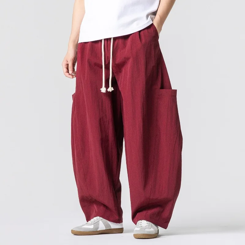 Japanese Hong Kong Style Men Thin Drawstring Wide Leg Cargo Pants Loose Straight Casual Summer Trousers Plus Size S 5XL
Japanese Hong Kong Style Men Thin Drawstring Wide Leg Cargo Pants Loose Straight Casual Summer Trousers Plus Size S 5XL