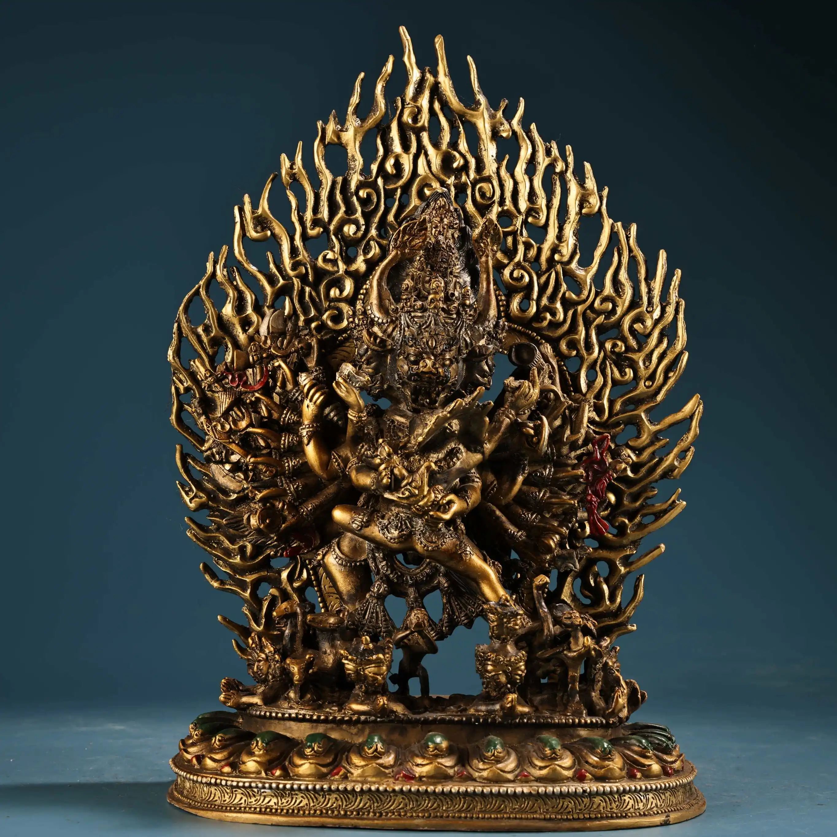 11"Xizang Folk Old Bronze Painted High Relief Yamantaka Station Buddha Backlight Lotus Buddha Terrace Worship Hall
11"Xizang Folk Old Bronze Painted High Relief Yamantaka Station Buddha Backlight Lotus Buddha Terrace Worship Hall