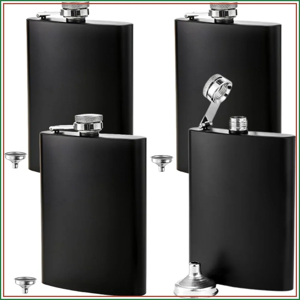 8 oz Stainless Steel Hip Flask Set Leakproof with Funnel, Set of 4
8 oz Stainless Steel Hip Flask Set Leakproof with Funnel, Set of 4