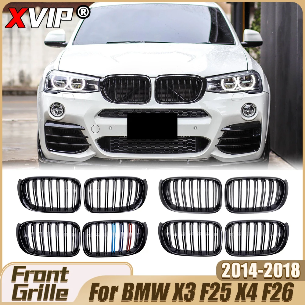 XVIP Front Matte Black Double Line Style Bumper Grille Glossy Black Carbon Fiber Look Upper Grille For BMW X3/X4 F25/F26 2014-18
XVIP Front Matte Black Double Line Style Bumper Grille Glossy Black Carbon Fiber Look Upper Grille For BMW X3/X4 F25/F26 2014-18