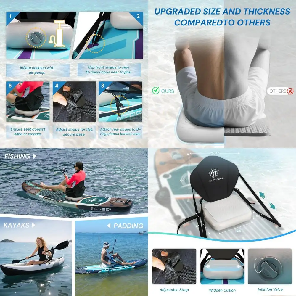 Портативное сиденье для каяка с мягкой спинкой и 4 регулируемыми ремнями для комфортного гребли и рыбалки | Дизайн для быстрого надувания
Портативное сиденье для каяка с мягкой спинкой и 4 регулируемыми ремнями для комфортного гребли и рыбалки | Дизайн для быстрого надувания