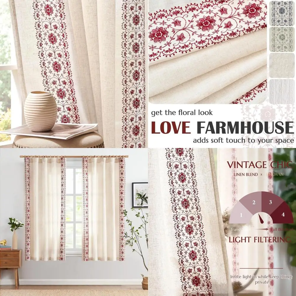 Красные винтажные шторы из льняной смеси с цветочным узором, 63 дюйма, светопропускающие, для спальни и гостиной, с карманом для карниза
Красные винтажные шторы из льняной смеси с цветочным узором, 63 дюйма, светопропускающие, для спальни и гостиной, с карманом для карниза
