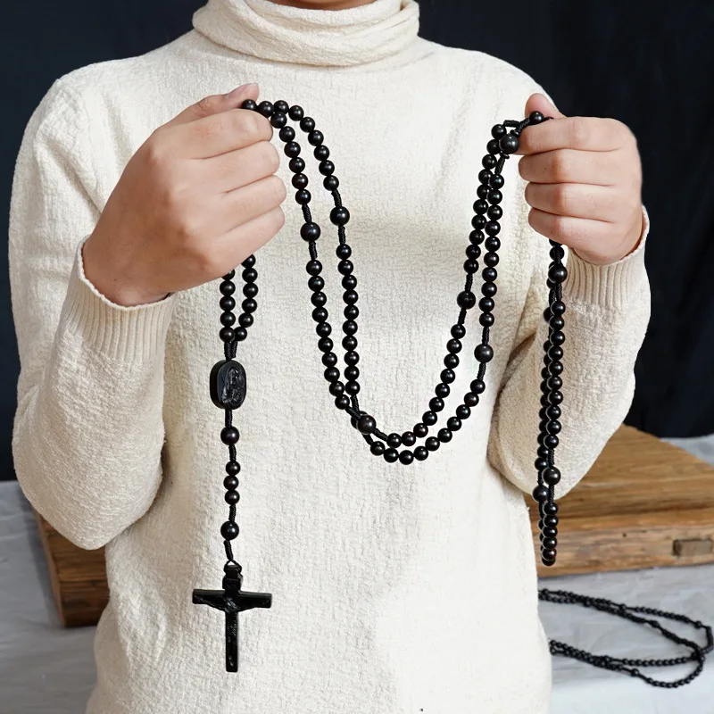 DIY Handmade Beaded Rose Prayer Cross Pendants Fifteen Ends Black Sandalwood Icamino Necklace Fashion Jewelry
DIY Handmade Beaded Rose Prayer Cross Pendants Fifteen Ends Black Sandalwood Icamino Necklace Fashion Jewelry