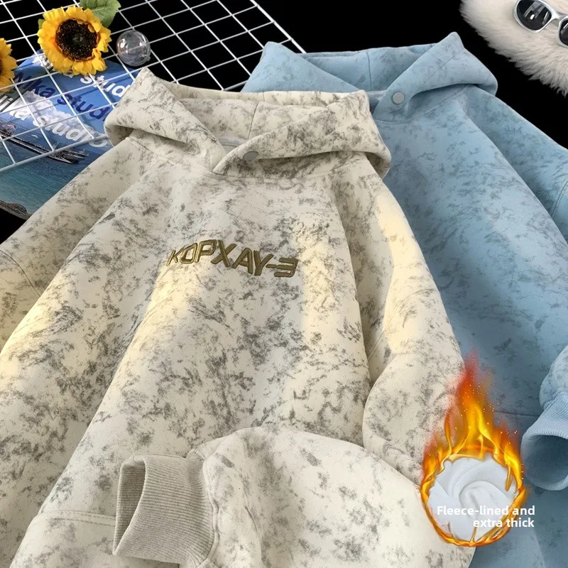 Tie-Dye Fce Lined Thiened Hoodie Men's Autumn Winter American Sle Heavy Dir Design Couple's Top Coat Casual Wear
Tie-Dye Fce Lined Thiened Hoodie Men's Autumn Winter American Sle Heavy Dir Design Couple's Top Coat Casual Wear