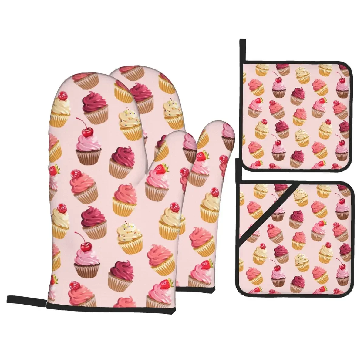 Delicious Pink Cupcakes Oven Mitts and Pot Holders Sets of 4 for Cooking Baking Heat Resistant BBQ Kitchen Gloves Potholders
Delicious Pink Cupcakes Oven Mitts and Pot Holders Sets of 4 for Cooking Baking Heat Resistant BBQ Kitchen Gloves Potholders