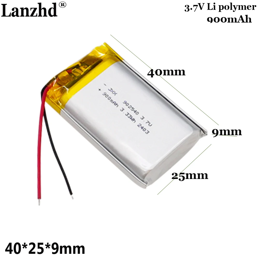 3.7V polymer battery For beauty device battery small fan 3C digital battery dog training device battery 902540 900mAh
3.7V polymer battery For beauty device battery small fan 3C digital battery dog training device battery 902540 900mAh