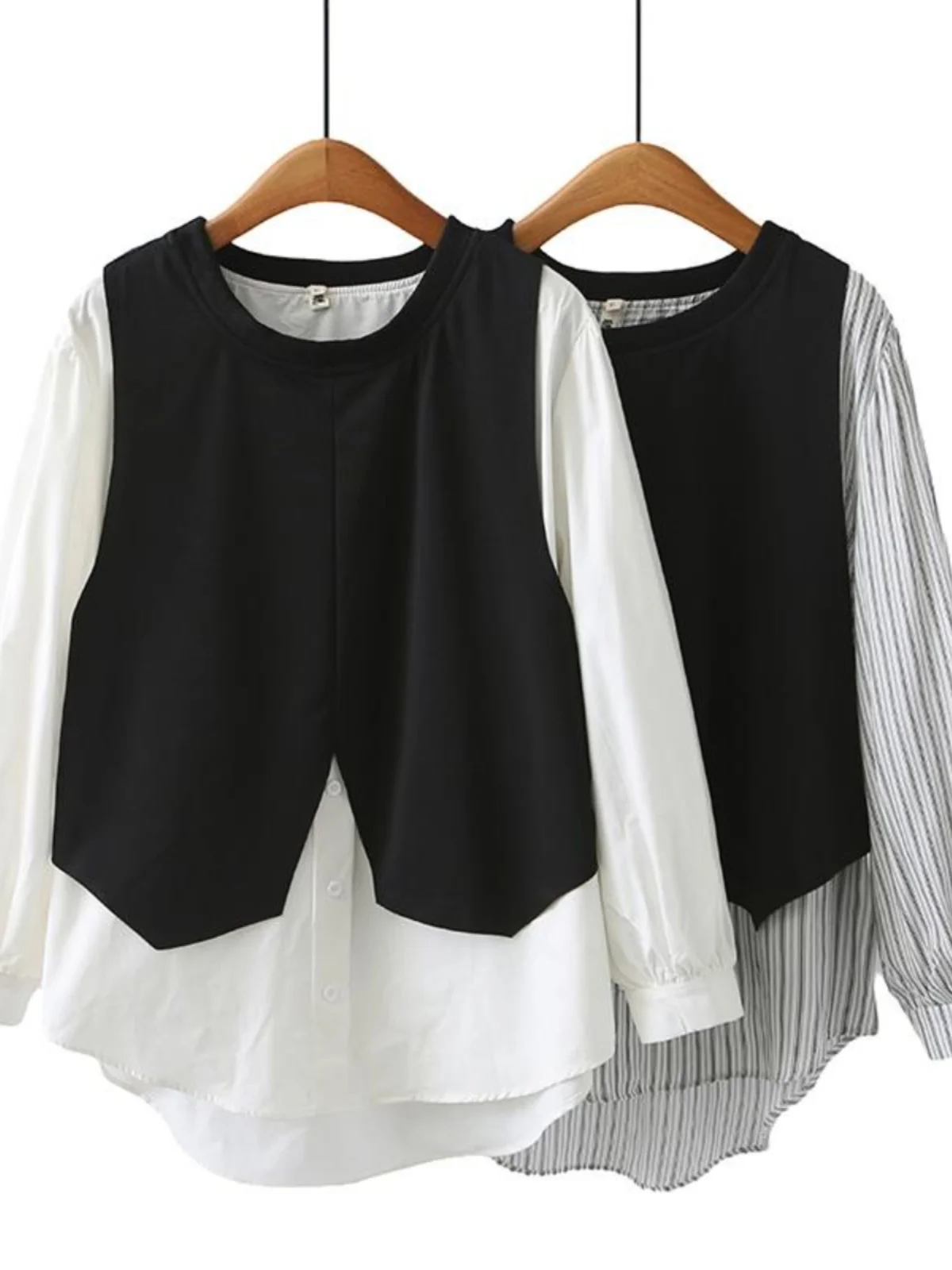 Casual round Neck Splice Shirt plus Size Women's Spring Autumn Korean Style Design Sense Fat MM 200 Pounds Big Size Top
Casual round Neck Splice Shirt plus Size Women's Spring Autumn Korean Style Design Sense Fat MM 200 Pounds Big Size Top