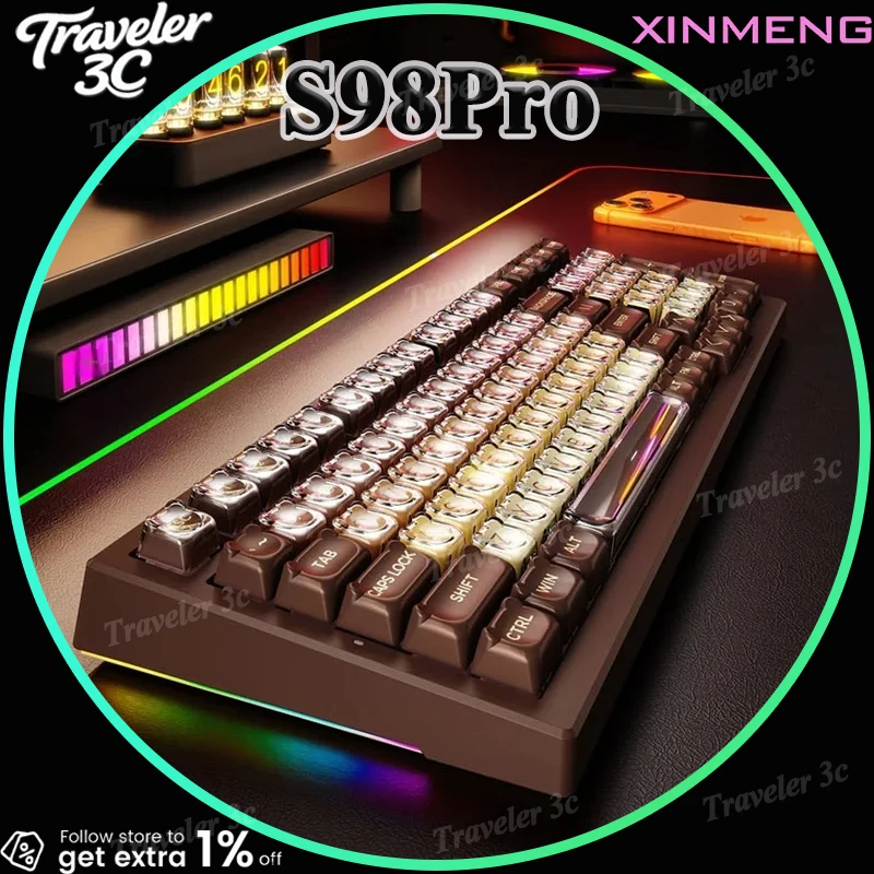 XINMENG S98 Pro Custom Mechanical Keyboard Wireless Bluetooth 12000mAh Silent Switch Ergonomic Gaming Keyboard Hot Swap Gift
XINMENG S98 Pro Custom Mechanical Keyboard Wireless Bluetooth 12000mAh Silent Switch Ergonomic Gaming Keyboard Hot Swap Gift