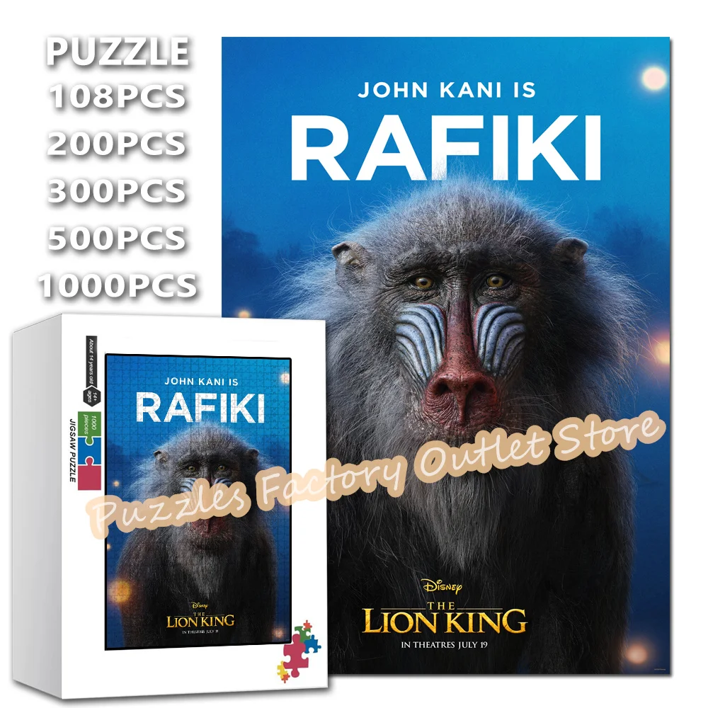 Пазл с принтом фильмов Рафики Диснея Mufasa: Король Лев 108/200/300/500/1000 деталей, интеллектуальные головоломки своими руками, игрушки 
Пазл с принтом фильмов Рафики Диснея Mufasa: Король Лев 108/200/300/500/1000 деталей, интеллектуальные головоломки своими руками, игрушки