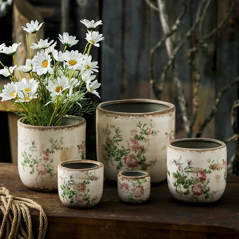 French Retro Vintage Pink Rose Ceramic Flower Pots Horticultural Flowers Green Plants Hydroponic Decorations
French Retro Vintage Pink Rose Ceramic Flower Pots Horticultural Flowers Green Plants Hydroponic Decorations