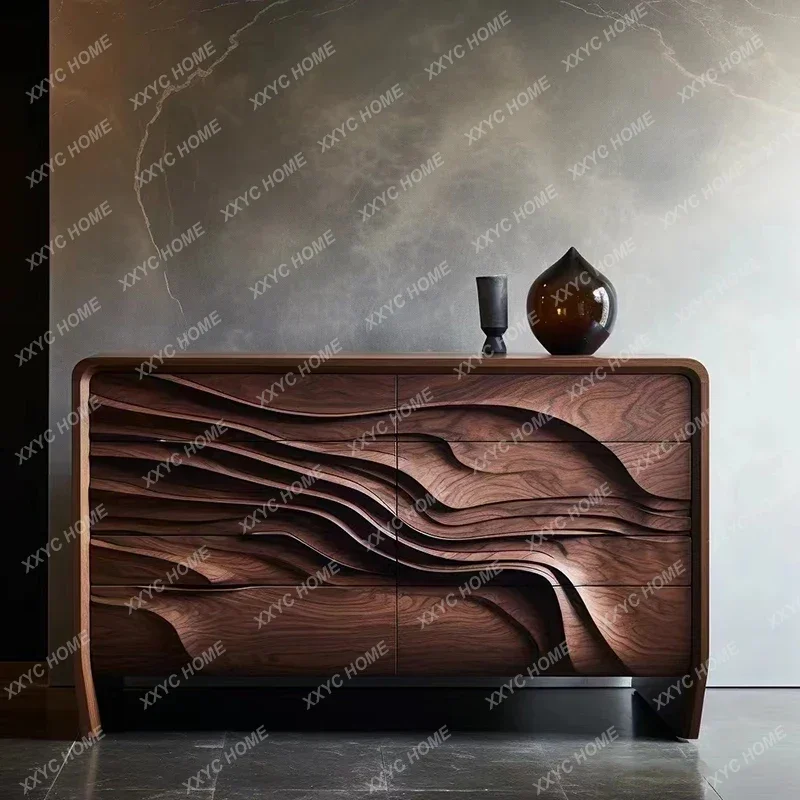 Retro Black Walnut Solid Wood Entrance Cabinet Model Creative Upscale Sideboard Cabinet
Retro Black Walnut Solid Wood Entrance Cabinet Model Creative Upscale Sideboard Cabinet