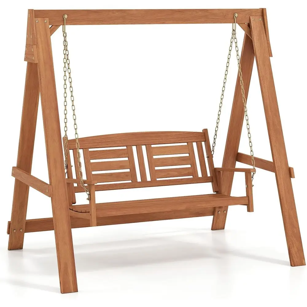 2-Person Wooden Porch Swing with Stand, Outdoor Loveseat Swing Chair, Adjustable Chains, Backrest & Armrests, Ideal for Patio, G
2-Person Wooden Porch Swing with Stand, Outdoor Loveseat Swing Chair, Adjustable Chains, Backrest & Armrests, Ideal for Patio, G