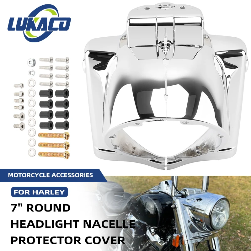 Motorcycle Accessories Chrome 7" Round Headlight Nacelle Cover ABS For Harley Touring Road King 2014 2015-Up Front Fairing
Motorcycle Accessories Chrome 7" Round Headlight Nacelle Cover ABS For Harley Touring Road King 2014 2015-Up Front Fairing