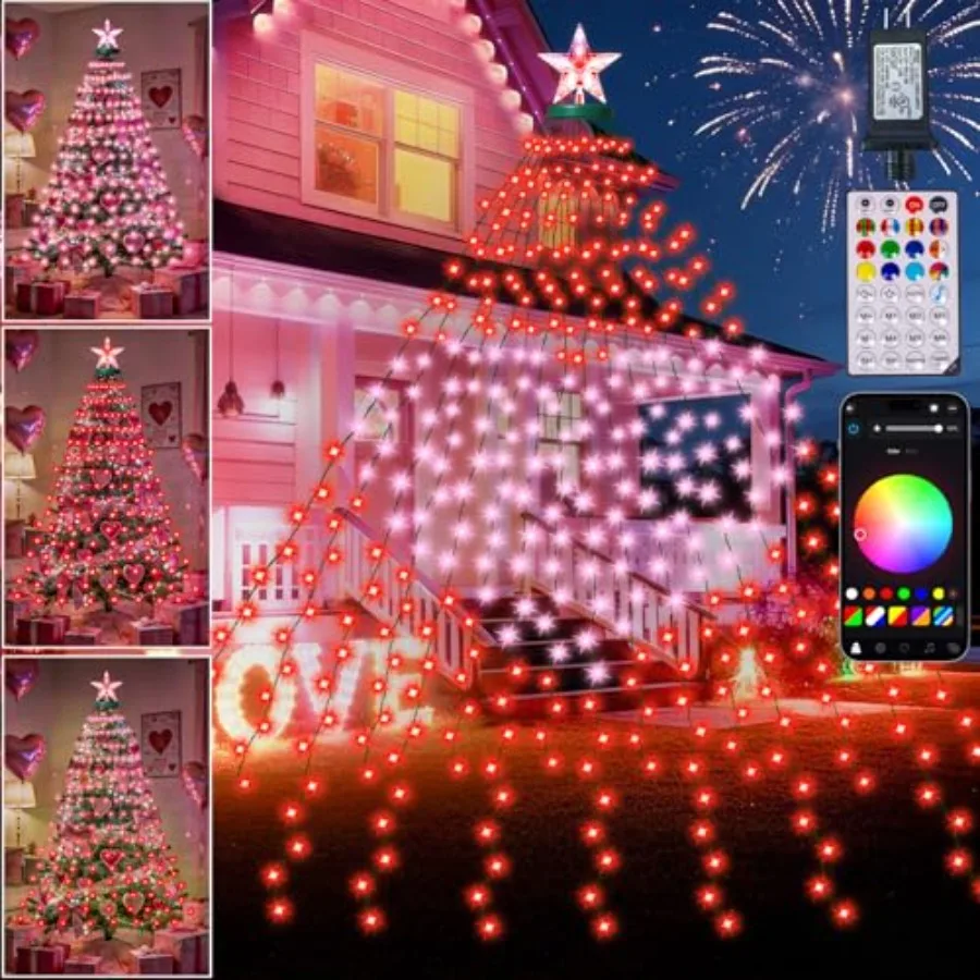 Smart Christmas Tree Lights with Star Topper LED APP Control Music Sync RGB Christmas String Lights Cascading Twinkle Lights fo
Smart Christmas Tree Lights with Star Topper LED APP Control Music Sync RGB Christmas String Lights Cascading Twinkle Lights fo