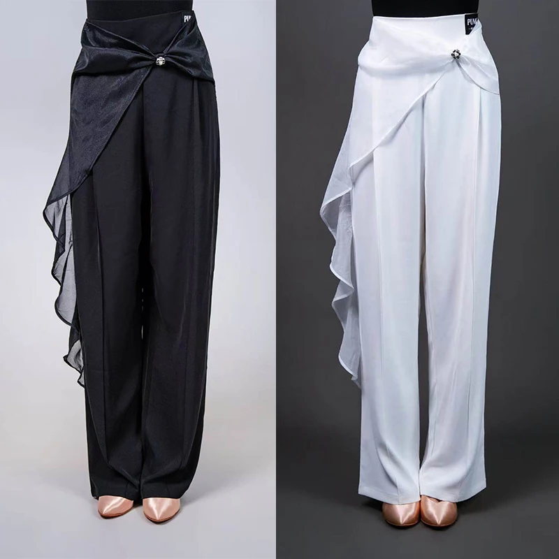 Floating Yarn Latin Dance Pants Women Waltz Tango Dance Practice Clothes Adult Latin Dancewear White Black Trousers DNV27006
Floating Yarn Latin Dance Pants Women Waltz Tango Dance Practice Clothes Adult Latin Dancewear White Black Trousers DNV27006