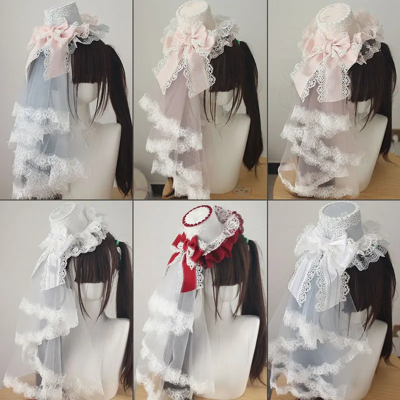 1pc Sweet Elegant Lolita Top Hat Lace Bow Veil Top Hat Headwear Women Handmade Small Hair Accessories
1pc Sweet Elegant Lolita Top Hat Lace Bow Veil Top Hat Headwear Women Handmade Small Hair Accessories