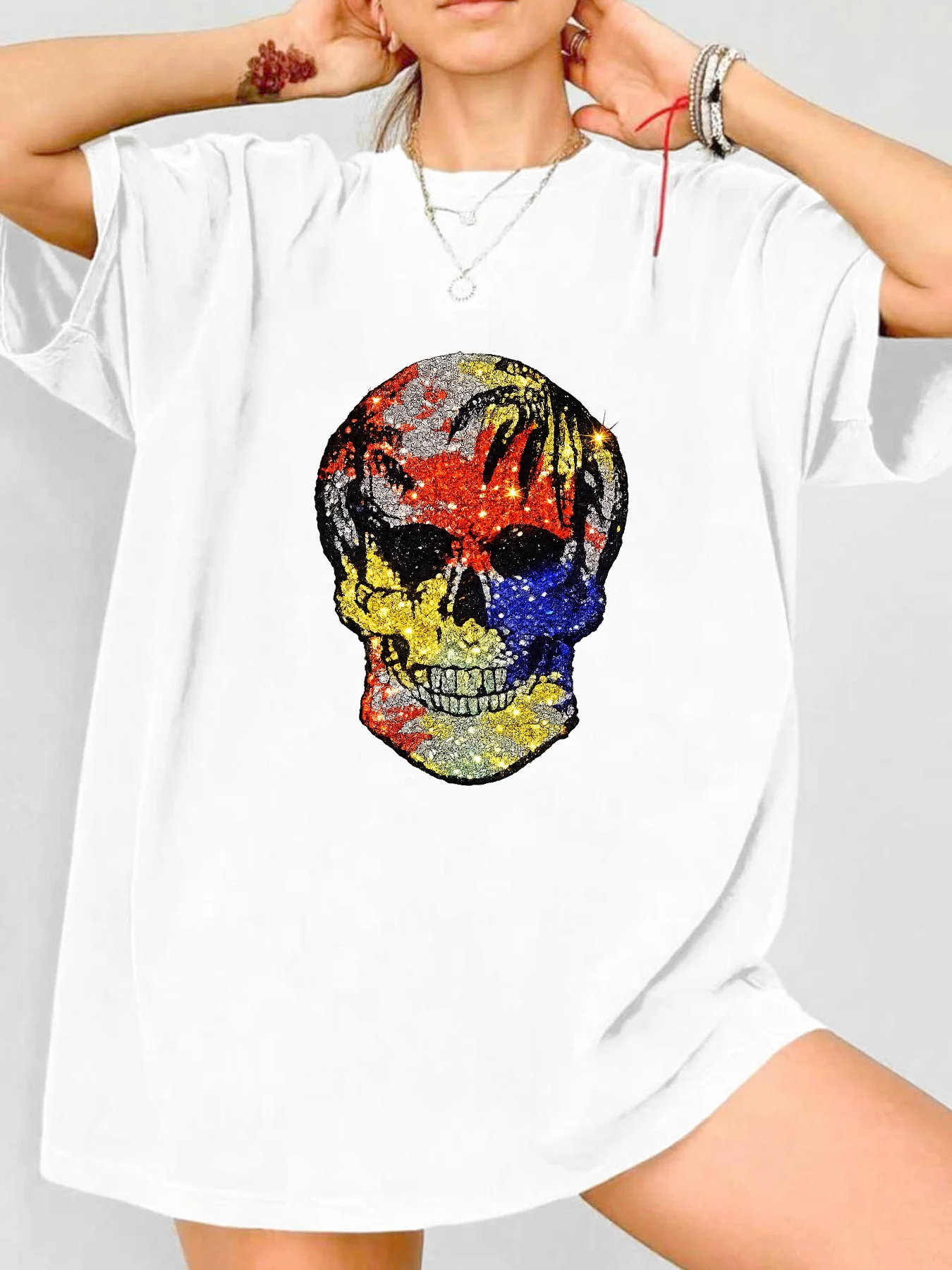 【WDS00171】Plus size women's round neck short sleeve T-shirt with elastic half sleeves and trendy prints
【WDS00171】Plus size women's round neck short sleeve T-shirt with elastic half sleeves and trendy prints