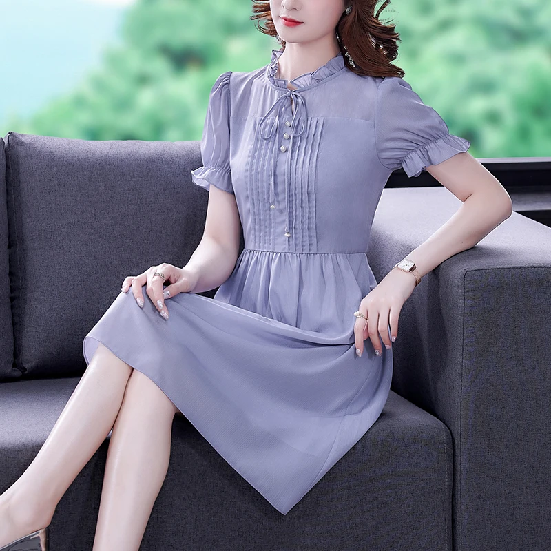 Summer Solid Chiffon Puff Sleeve Ruffled Collar Midi Dress Women Korean Vintage Casual Party Dress 2023 Elegant Bodycon Vestidos
Summer Solid Chiffon Puff Sleeve Ruffled Collar Midi Dress Women Korean Vintage Casual Party Dress 2023 Elegant Bodycon Vestidos