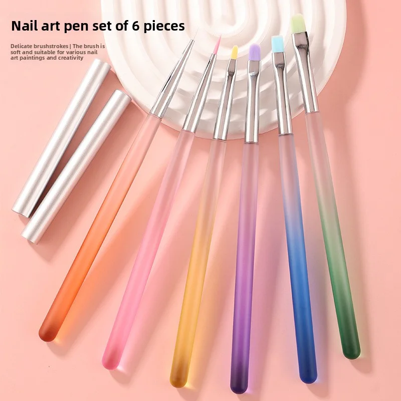 6Pcs Rainbow Gradient Nail Art Brush Set - Frosted Case & Round Gel Brushes for Professional Manicure and Nail Design
6Pcs Rainbow Gradient Nail Art Brush Set - Frosted Case & Round Gel Brushes for Professional Manicure and Nail Design