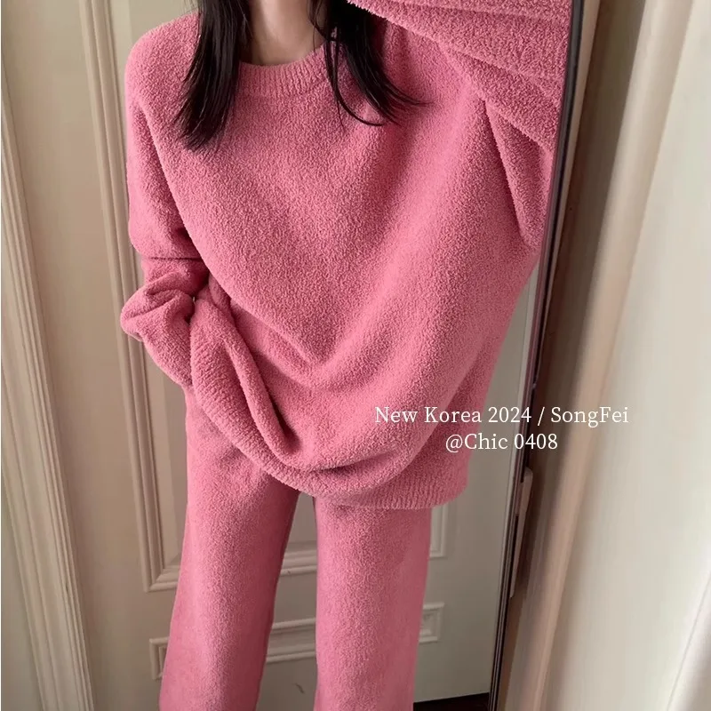 Women Winter Pink Pajamas Set Warm Can Outdoor Home Wear Fleece Thick Nightclothes Set Girls Comfortable Sleepwear Loungewear
Women Winter Pink Pajamas Set Warm Can Outdoor Home Wear Fleece Thick Nightclothes Set Girls Comfortable Sleepwear Loungewear