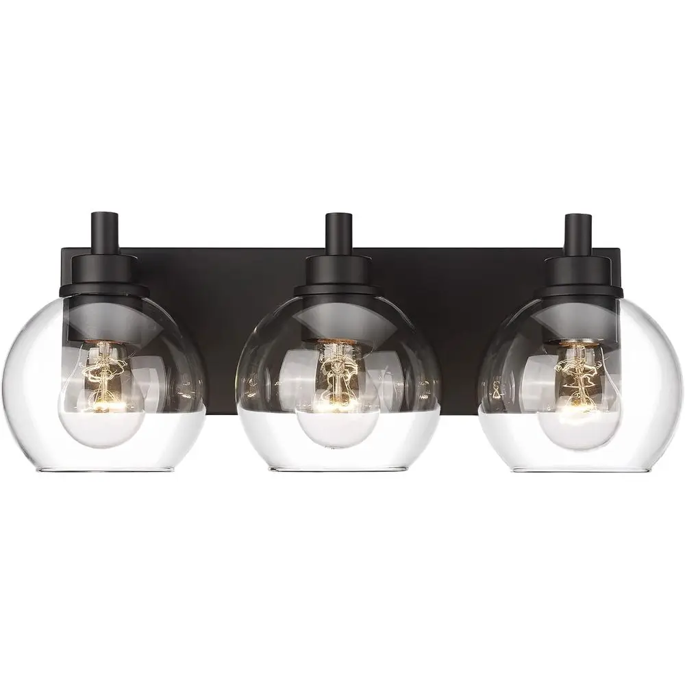 3-Light Matte Black Vanity Light with Clear Glass Globe Shades, Suitable for Bathroom, Mirror, Kitchen, Bedroom, and Hallway
3-Light Matte Black Vanity Light with Clear Glass Globe Shades, Suitable for Bathroom, Mirror, Kitchen, Bedroom, and Hallway