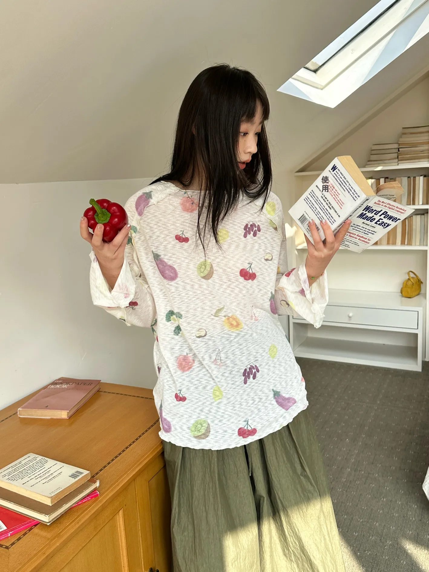 Breathable Long Sleeve T-Shirt Women's Loose Cuffed Casual Style Fruit Vegetable Print Cotton Polyester Blend Summer Fun Tee
Breathable Long Sleeve T-Shirt Women's Loose Cuffed Casual Style Fruit Vegetable Print Cotton Polyester Blend Summer Fun Tee