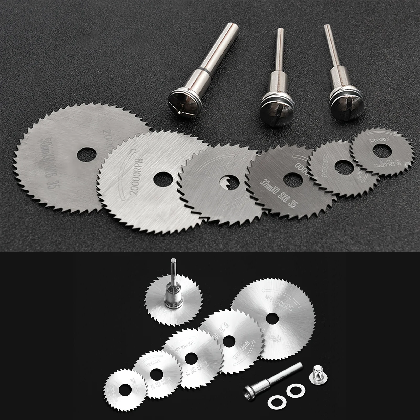 9pcs Rotary Tool Cutting Wheel Set HSS Saw Disc Blades 1/8' & 1/4' Shank Wood Plastic Aluminum Cutting Set with Screwdriver
9pcs Rotary Tool Cutting Wheel Set HSS Saw Disc Blades 1/8' & 1/4' Shank Wood Plastic Aluminum Cutting Set with Screwdriver