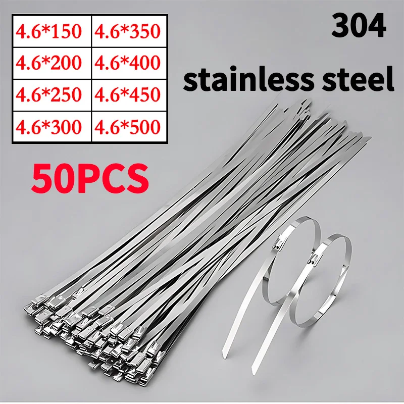50PCS 304 Stainless Steel Zip Ties, Heavy-Duty Self-Locking Metal Cable Ties 4.6mm,Anti-Rust & Heat Resistant for Marine,Outdoor
50PCS 304 Stainless Steel Zip Ties, Heavy-Duty Self-Locking Metal Cable Ties 4.6mm,Anti-Rust & Heat Resistant for Marine,Outdoor