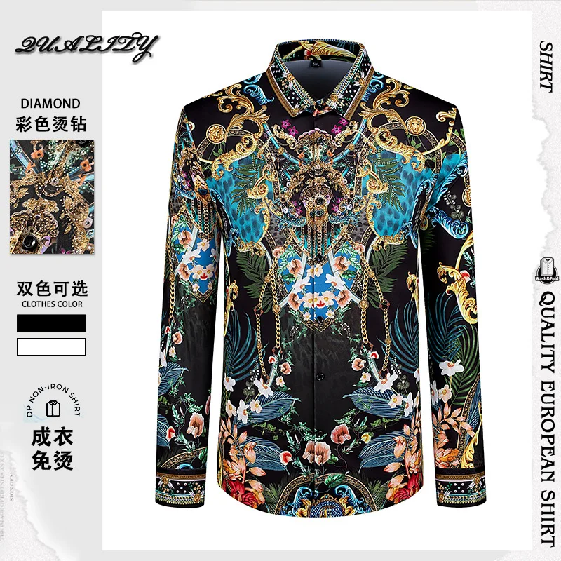 Luxury Retro Rhinestone Shirt Men 2025 Spring Long Sleeve Casual Shirts High-end Business Formal Dress Shirts Social Party Tops
Luxury Retro Rhinestone Shirt Men 2025 Spring Long Sleeve Casual Shirts High-end Business Formal Dress Shirts Social Party Tops