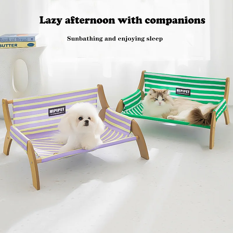 Elevated Pet Bed for Cats/Dogs Summer Pet Striped Lounge Chair Anti-Roll Wooden Frame Detachable Cover Cat Dog Accessories
Elevated Pet Bed for Cats/Dogs Summer Pet Striped Lounge Chair Anti-Roll Wooden Frame Detachable Cover Cat Dog Accessories