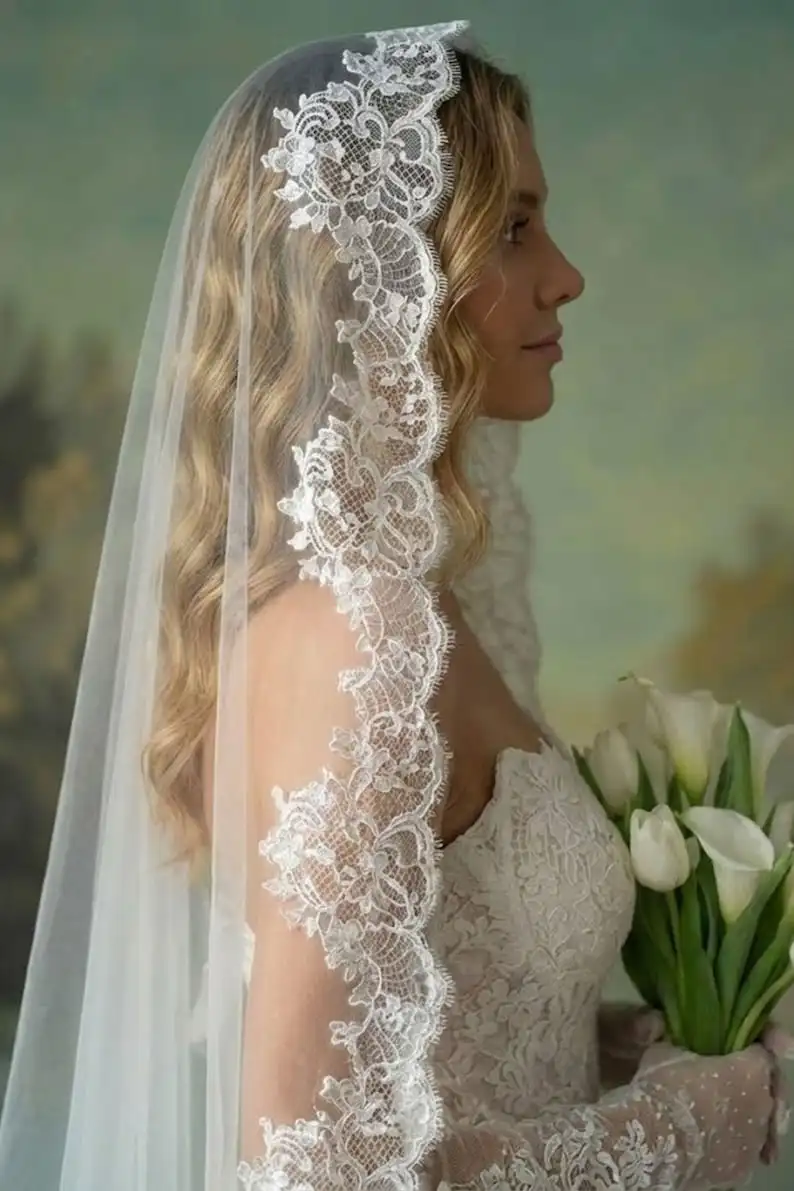 Wedding Accessories Lace Edge Bridal Veil Mantilla Lace Wedding Veil Handmade Customization Length
Wedding Accessories Lace Edge Bridal Veil Mantilla Lace Wedding Veil Handmade Customization Length
