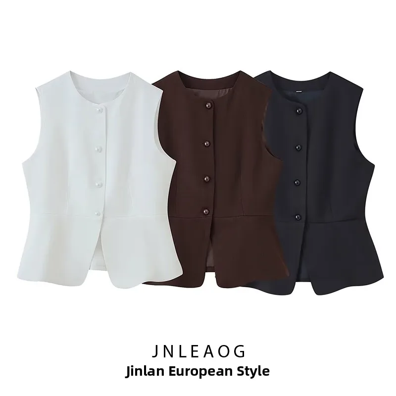 Fashionable Three-Color round Neck Suit Vest JNLEAOG Women's Autumn New Style Versatile Design Commute Wind Polyester Fiber
Fashionable Three-Color round Neck Suit Vest JNLEAOG Women's Autumn New Style Versatile Design Commute Wind Polyester Fiber