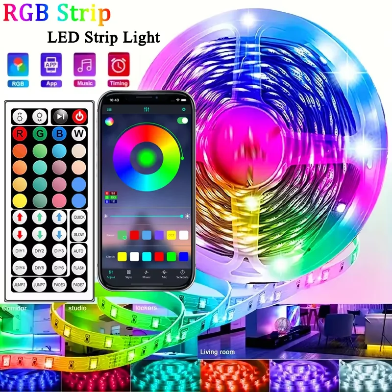 2-20M RGB LED Strip Lights 5050 APP IR Remote Control Color Changing Light Flexible Lamp Tape Ribbon for Gaming Room Party Decor
2-20M RGB LED Strip Lights 5050 APP IR Remote Control Color Changing Light Flexible Lamp Tape Ribbon for Gaming Room Party Decor