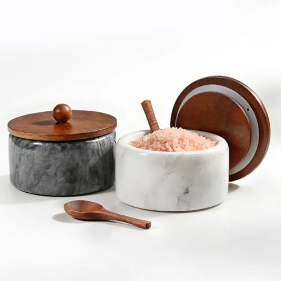 Marble Salt and Pepper Bowls Set with Lids and Spoons Natural Stone Salt Cellar and Pinch Pots for Kitchen Counter Modern Spice
Marble Salt and Pepper Bowls Set with Lids and Spoons Natural Stone Salt Cellar and Pinch Pots for Kitchen Counter Modern Spice
