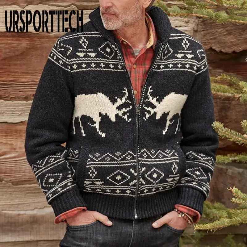 Autumn New Men Casual Jacquard Christmas Sweater Zipper Cardigan Jacket Men Winter Long Sleeve Turn Down Collar Cardigan Sweater
Autumn New Men Casual Jacquard Christmas Sweater Zipper Cardigan Jacket Men Winter Long Sleeve Turn Down Collar Cardigan Sweater