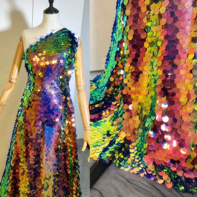 18mm Large Sequin Mesh Fabric for DIY Sewing Shooting Background Decoration Clothing Fashion Material Cloth By The Meter
18mm Large Sequin Mesh Fabric for DIY Sewing Shooting Background Decoration Clothing Fashion Material Cloth By The Meter