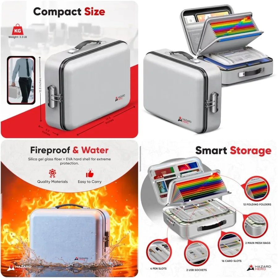 Fireproof Document Bag, 12 Multi Layer Important Document Organizer, Fireproof Bag Safe Storage Portable File Organizer with Lo
Fireproof Document Bag, 12 Multi Layer Important Document Organizer, Fireproof Bag Safe Storage Portable File Organizer with Lo