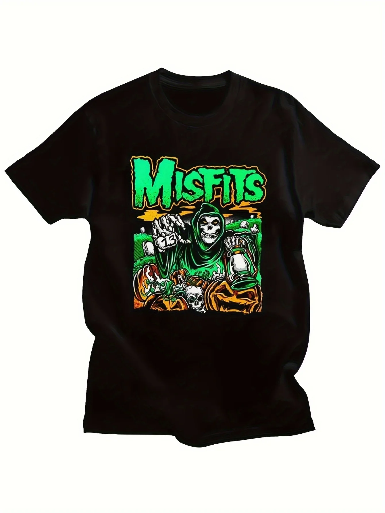 Мужская футболка Heavy Metal Misfits Skull Graphic — черная футболка в стиле панк-рок из 100% хлопка с ярким принтом скелета и пламенем, короткая
Мужская футболка Heavy Metal Misfits Skull Graphic — черная футболка в стиле панк-рок из 100% хлопка с ярким принтом скелета и пламенем, короткая