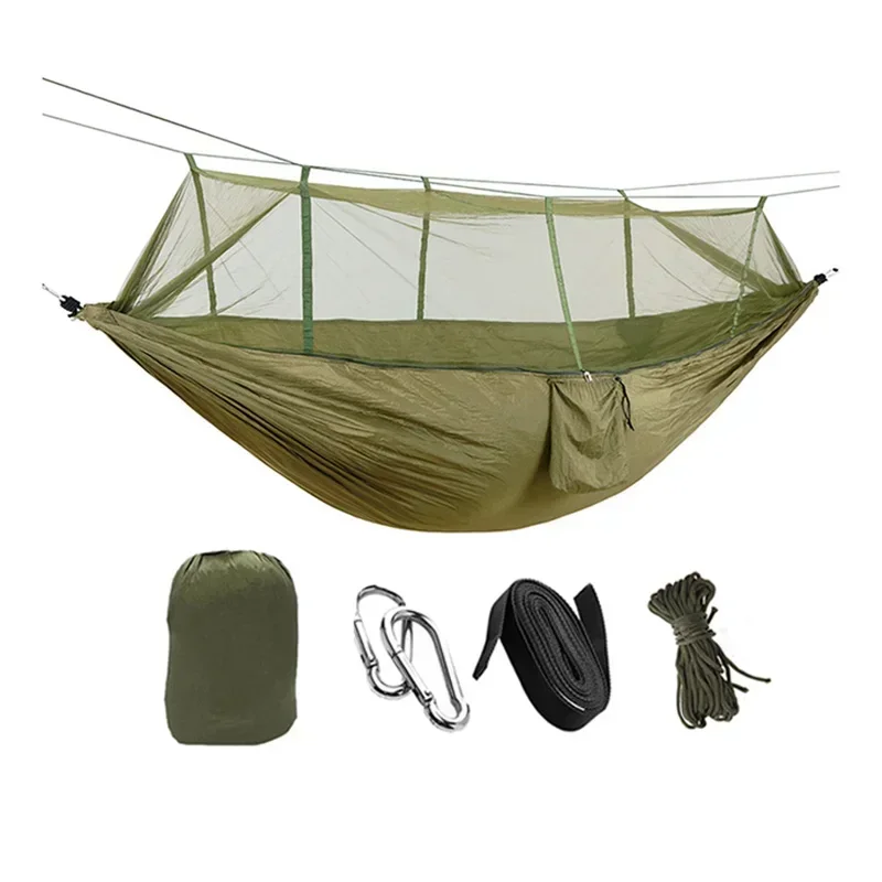 High Quality Nylon Camping Outdoor Hammock with Mosquito Net Lightweight Portable Double Parachute Hammocks Tent For Hiking
High Quality Nylon Camping Outdoor Hammock with Mosquito Net Lightweight Portable Double Parachute Hammocks Tent For Hiking
