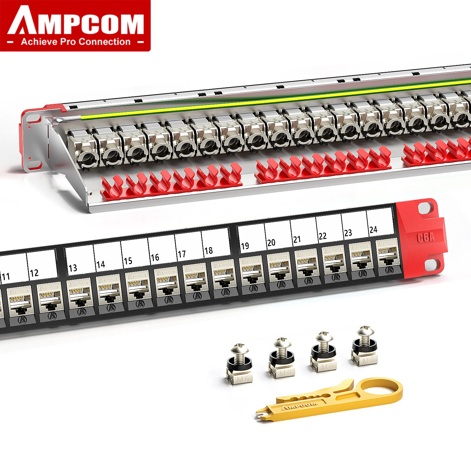 AMPCOM 1U 24-портовая патч-панель Keystone, STP Rack Mount с STP CAT8/7A/7/6A/6 Разъем Keystone Lock с храповым механизмом, задний кабель Mgmt Bar
AMPCOM 1U 24-портовая патч-панель Keystone, STP Rack Mount с STP CAT8/7A/7/6A/6 Разъем Keystone Lock с храповым механизмом, задний кабель Mgmt Bar