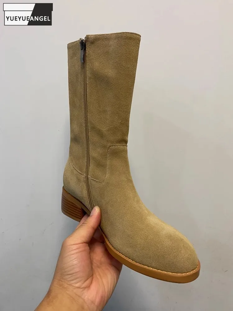 New Fashion Women High Top Genuine Leather Knight Boots Zipper Block Heels Mid Calf Riding Shoes Punk Style Work Safety Shoes
New Fashion Women High Top Genuine Leather Knight Boots Zipper Block Heels Mid Calf Riding Shoes Punk Style Work Safety Shoes