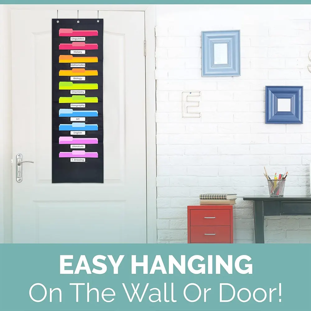 10 карманов, полностью черный подвесной органайзер для файлов с 3 крючками для удобного хранения файлов, тестовых документов, альбомов и многого другого хранения. 
10 карманов, полностью черный подвесной органайзер для файлов с 3 крючками для удобного хранения файлов, тестовых документов, альбомов и многого другого хранения.