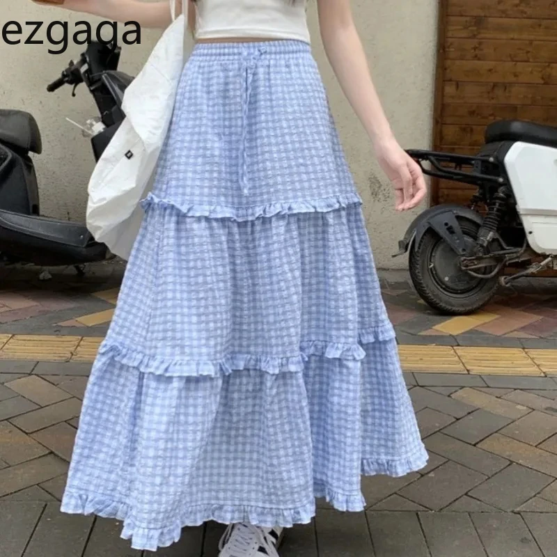 Ezgaga Plaid Skirts Women Ruffles Patchwork Stretch High Waist Spring Summer Sweet Elegant Casual Long Skirt Female Casual
Ezgaga Plaid Skirts Women Ruffles Patchwork Stretch High Waist Spring Summer Sweet Elegant Casual Long Skirt Female Casual